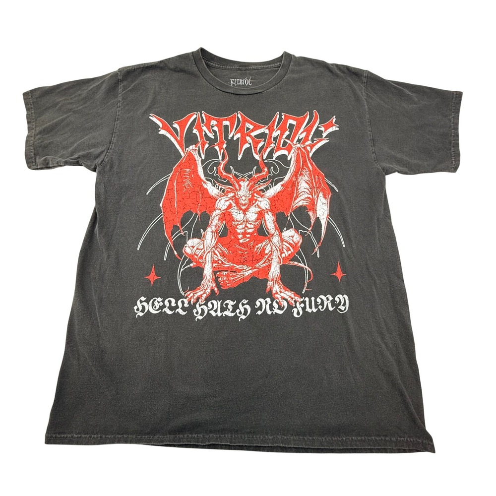 Vitriol Hell Hath No Fury Demon Graphic T-Shirt Charcoal Gray XL